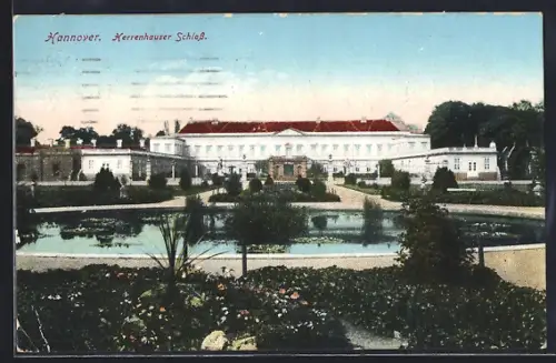 AK Hannover, Herrenhäuser Schloss, Gartenansicht