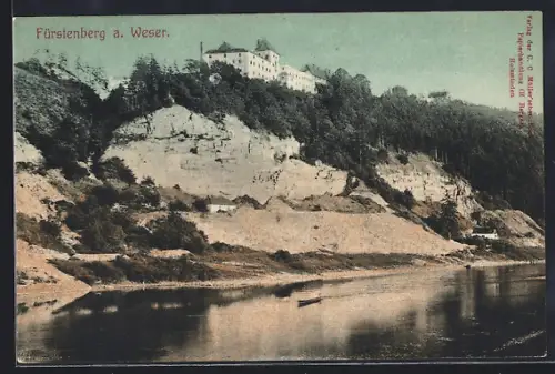 AK Fürstenberg a. Weser, Schloss und Weserufer