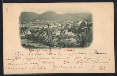 AK Bad Harzburg, Ortsansicht mit Bergen