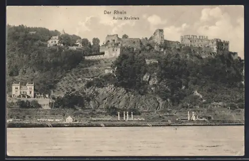AK Rheinfels, Ruine, Rheinansicht