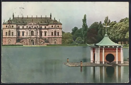 AK Dresden, Kgl. Grosser Garten, Palais, Teichpavillon