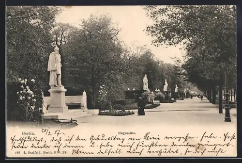 AK Berlin-Tiergarten, Siegesallee, Statuen und Promenade