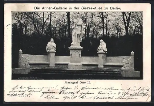 AK Berlin-Tiergarten, Siegesallee, Ahnen-Galerie, Standbild Markgraf Otto II