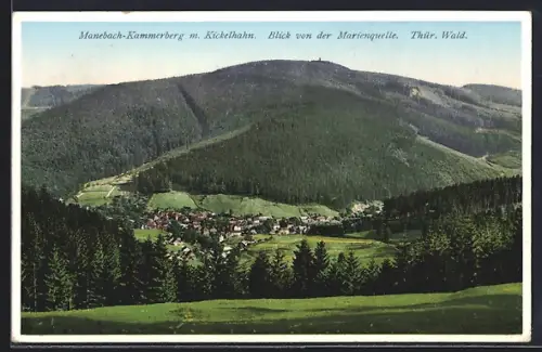 AK Manebach /Thür. Wald, Kammerberg mit Kickelhahn, Blick von der Marienquelle