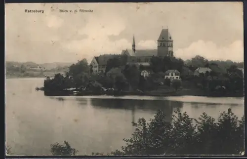 AK Ratzeburg, Blick von der Rönnitz auf Dom und See