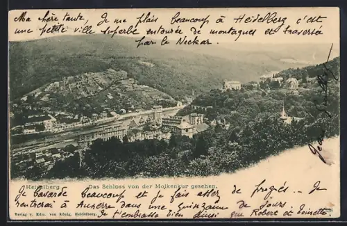 AK Heidelberg, Schloss von der Molkenkur gesehen