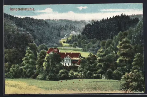 AK Bürgel / Thüringen, Langetalsmühle, Mühle im Tal, Waldlandschaft