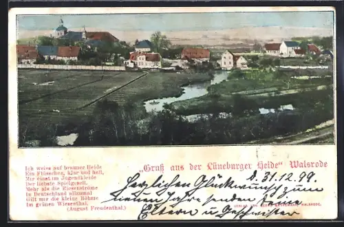 AK Walsrode /Lüneburger Heide, Ortsansicht mit Kirche und Fluss