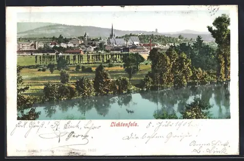 AK Lichtenfels / Main, Stadtansicht mit Kirche und Fluss