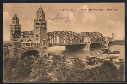 AK Köln a. Rh., Hohenzollernbrücke, Dombrücke