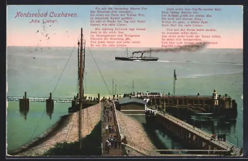 AK Cuxhaven, Alte Liebe, Hafen, Dampfschiff