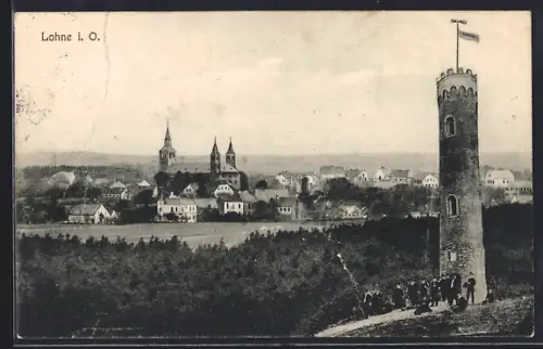 AK Lohne i. O., Aussichtsturm, Stadtansicht, Kirche