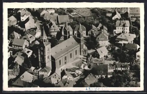 AK Lohne i. O., Luftaufnahme mit Kirche und Ortszentrum