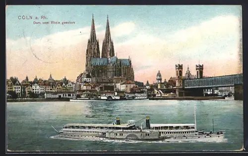 AK Köln a. Rh., Dom vom Rhein gesehen