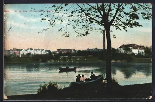 AK Kiel, Partie am Hohenzollernpark, Boote auf dem Wasser