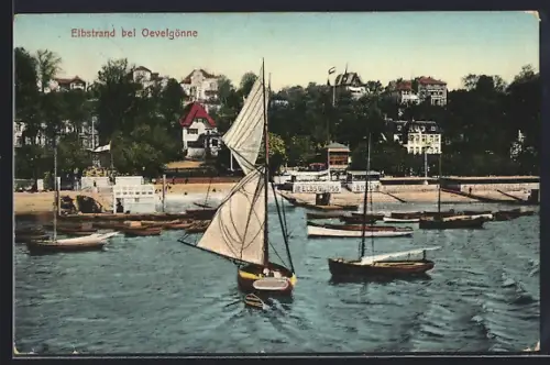 AK Hamburg-Övelgönne, Elbstrand, Segelboote, Anleger