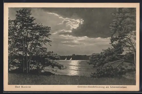 AK Bad Buckow, Gewitter-Abendstimmung am Schermützelsee