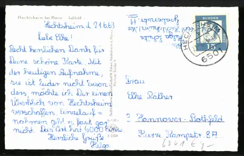 AK Hechtsheim bei Mainz, Luftbild des Ortes