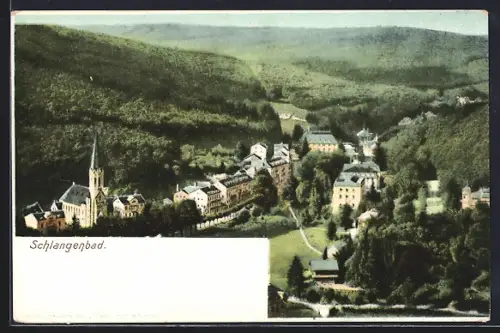 AK Schlangenbad, Ortsansicht mit Kirche und Kurgebäuden