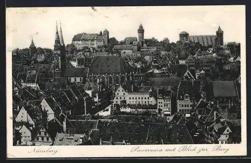 AK Nürnberg, Panorama mit Blick zur Burg