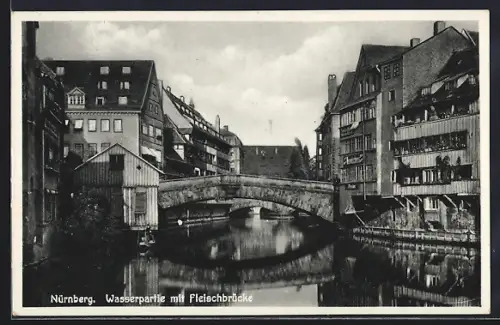 AK Nürnberg, Wasserpartie mit Fleischbrücke