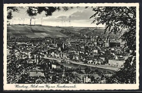 AK Würzburg, Blick vom Weg zur Frankenwarte