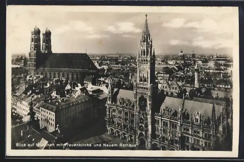 AK München, Frauenkirche und Neues Rathaus