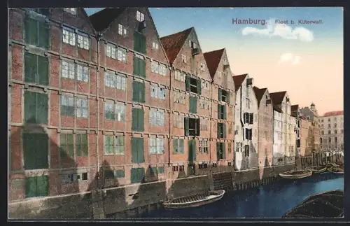 AK Alt-Hamburg, Fleet bei Küterwall, Speicherhäuser