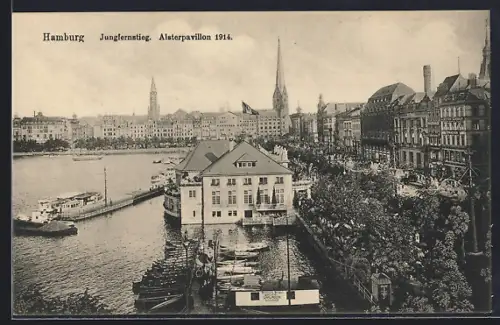 AK Hamburg-Neustadt, Jungfernstieg, Alsterpavillon 1914