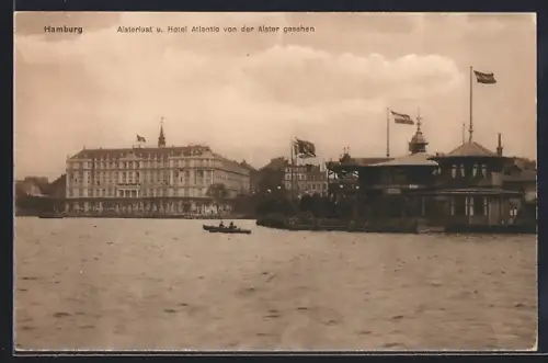 AK Hamburg-St.Georg, Alsterlust, Hotel Atlantic, von der Alster gesehen