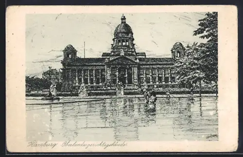 Künstler-AK Hamburg-Neustadt, Oberlandesgerichtsgebäude