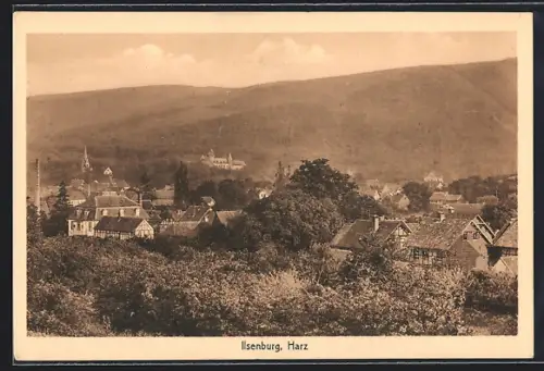 AK Ilsenburg /Harz, Ortsansicht mit Kirche