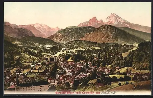 AK Berchtesgaden, Blick vom Lockstein auf Ort und Watzmann