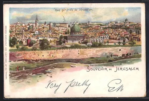 Lithographie Jerusalem, Vue générale, Blick auf die Stadt