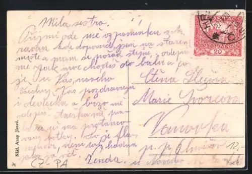 AK Moravany, Radnice, Nadrazi, Villa p. Kratkeho