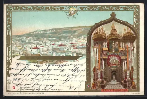 Lithographie Nazareth, Totalansicht, Saint Sepulcre