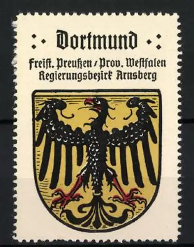 Reklamemarke Dortmund, Freist. Preussen /Prov. Westfalen, Wappen mit Adler, Kaffee-HAG Serie