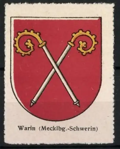Reklamemarke Warin, Mecklbg.-Schwerin, Zwei Bischofsstäbe im Wappen