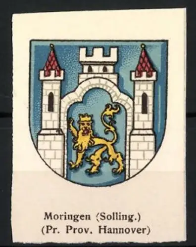 Reklamemarke Moringen /Solling, Preussische Provinz Hannover, Löwe im Tor