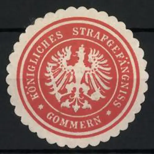 Reklamemarke Gommern, Königliches Strafgefängnis, Doppeladler