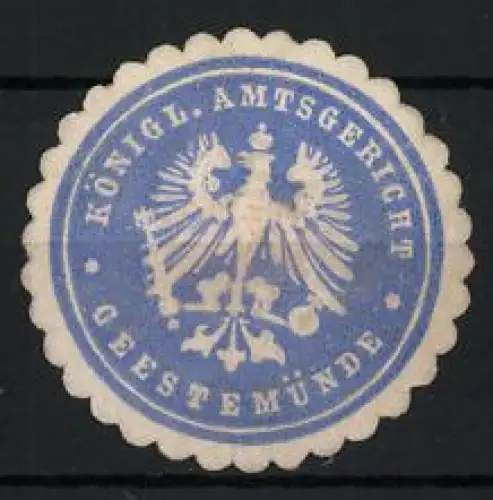 Reklamemarke Geestemünde, Königl. Amtsgericht, Adlerwappen