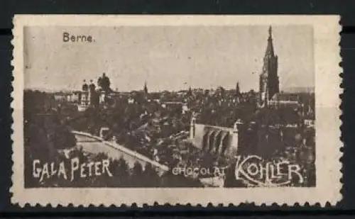 Reklamemarke Bern, Gala Peter Chocolat Kohler, Stadtansicht mit Kirche