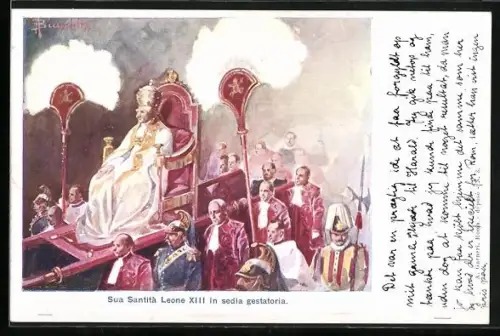 Künstler-AK Leone XIII in sedia gestatoria
