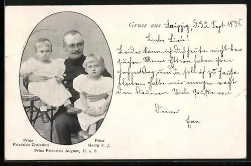 AK Prinz Friedrich Christian, Prinz Georg d. J. und Prinz Friedrich August von Sachsen