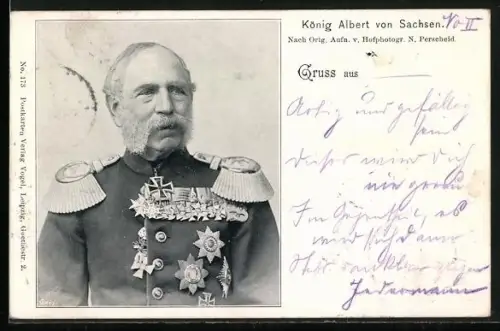 AK Portrait König Albert von Sachsen in Uniform mit Orden