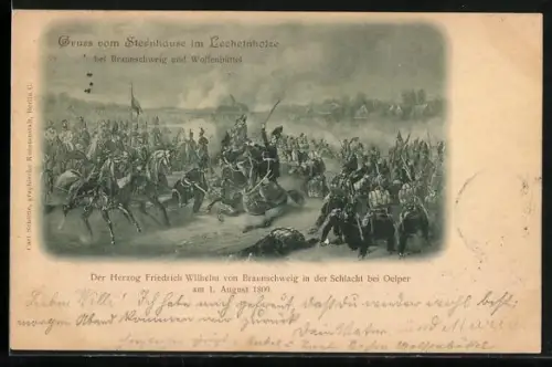 AK Herzog Friedrich Wilhelm von Braunschweig in der Schlacht bei Oelper