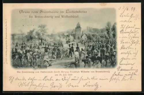 AK Erstürmung von Halberstadt durch Herzog Friedrich Wilhelm von Braunschweig