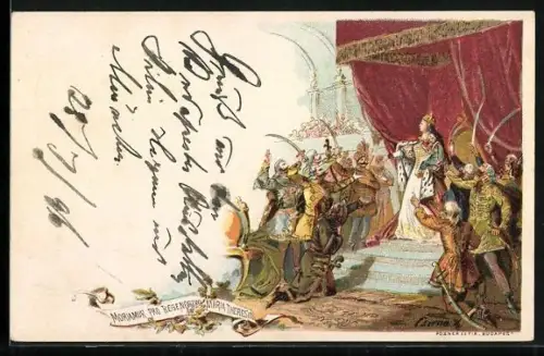 AK Untertanen schwören Maria Theresia von Österreich die Treue