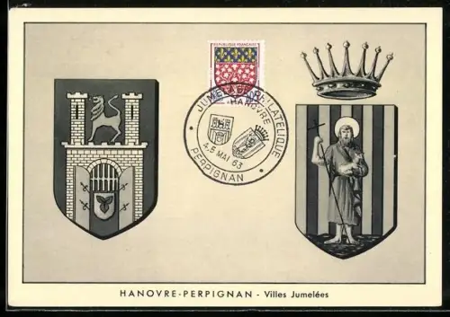 AK Hanovre-Perpignan, Villes Jumelées, Wappen