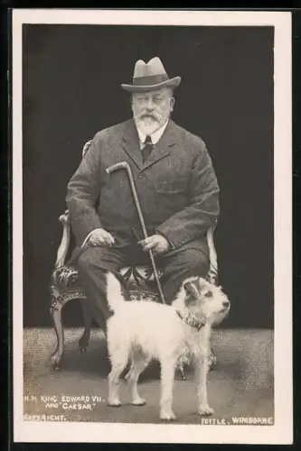 AK König Edward VII. von England mit Hund Caesar